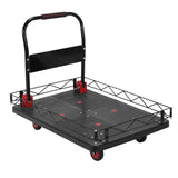 2 IN 1 Silent TPR Wheels Hand Trucks W/Steel Wire Fence Fold Pull Goods Cart