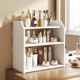 3-Tier Desktop Bookshelf w/ Raised Top Guardrails. Space-Saving Desk