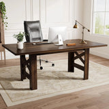 Dining Table for 6-8, 71" Long Large Wooden Farmhouse Kitchen Table