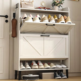 30" Freestanding Shoe Rack w/ Customized, Two Flip Drawers For Entryway