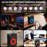 JYX Karaoke Machine with 2 UHF Wireless Microphones, Bluetooth Speaker