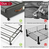 Underbed Shoe Organizer, Rolling Metal Drawers w/ Wheels for Clothes