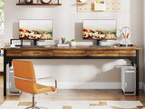 Computer Desk, 200 x 60 x 82 cm, Double Long Desk with 2 Drawers, Office Table, Work Table