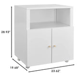 Printer Stand with Storage, Copier Printer Cabinet with 2 Doors Mobile Metal File Cabinet with Open Storage Shelf for Letter/Leg