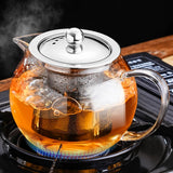 Glass Teapot Stovetop 22 OZ/650ml, Tea pot with Removable 18/8 Stainless Steel Infuser