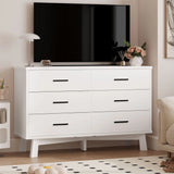 Rustic Farmhouse 6-Drawer Double Dresser, Dresser for Bedroom