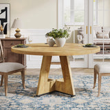 Tribesigns Round Dining Table for 4, 47 Inch Farmhouse Kitchen Table Small Dinner Table