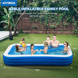 Inflatable Swimming Pool with Pool Lights, 130x72x22 Inches for Outdoor