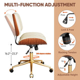 Home Office Desk Chair with Swivel Wheels, Modern PU Leather Armless Office Chair
