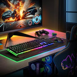 Wireless Gaming Keyboard and Mouse Combo, Metal Panel, 7 Color Backlits