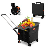 55L Foldable Utility Cart Folding Shopping Cart with Magnetic Lid Telescopic Handle Wear-Resistant