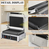 Commercial Panini Press Stainless Steel Electric Sandwich Maker 2200W Countertop