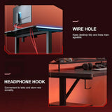 55 Inch Gaming Desk with LED Lights, Large Computer Desk with Mouse Pad