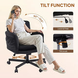 Criss Cross Office Chair with Flip-Up Armrests, Swivel Makeup Chair with Wheels