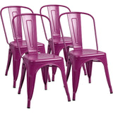 Furmax Metal Dining Chair Indoor-Outdoor Use Stackable Classic Trattoria Chair Chic Dining Bistro Cafe