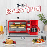 3-in-1 Retro Breakfast Station - Includes 5 Cup Coffee Maker, Non-Stick Ceramic Griddle