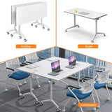 Folding Conference Table Bussiness Conference Room Tables with FlipTop Design amp Silent Wheels Portable