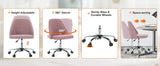 JHK Armless Small Desk Office Chair Cute Vanity Swivel Chair with Back Modern Fabric with Wheels Swivel