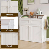 20 Gallon Wooden Freestanding Trash Can Cabinet with Flip Door, Recyclable, Hidden Design for Kitchen