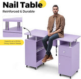 Manicure Table Nail Desk for Nail Tech with Dust Collector & Wrist Rest, Acetone Resistant Beauty Salon