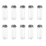 10Pcs Acrylic Vase Wedding Flower Stands Set, 23.6"H Clear Column Rack Geometric Display Stand