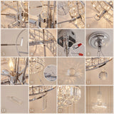 Modern Chrome Silver Crystal Chandelier, Round Dimmable Dining Table