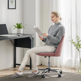 JHK Armless Small Desk Office Chair Cute Vanity Swivel Chair with Back Modern Fabric