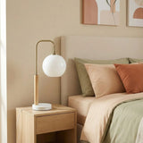 Nordic White Globe Table Lamp with Marble Base for Bedroom or Study Room
