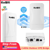 KuWFi 2.4G Wireless Bridge 300Mbps Outdoor CPE Wi Fi Signal PTP Long Range