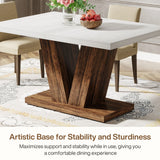 Tribesigns 47-Inch Dining Table for 4-6, White Kitchen Dinner Table with Heavy Duty Pedestal