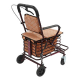Foldable Shopping Cart with Seat, Rolling Walker with Brakes for Senior, Foldable Shopping Cart