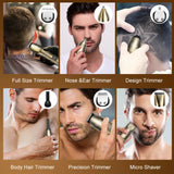 Hatteker 6 in 1 multifunction hair trimmer rechargeable wireless electric baber haircut