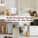 3 Gallons Wicker Trash Can with Lid and Removable Liner, Wicker Rattan Bathroom