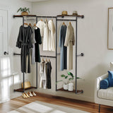 Industrial Pipe Clothes Rack Wall-Mounted Clothing Rack with Shelves