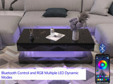 47.3IN LED Modern Coffee Table with 2 Storage Drawers for Living Room