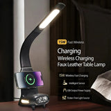 Eye-Care Reading Desk Lamp w/ Soft Night Light 15W Wireless Fast Charging