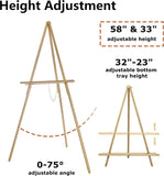 63" Wooden Easel Stand for Sign, Dual-use Adjustable Height, Floor Display Easel