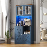 71‘’Kitchen Pantry Storage Cabinet with LED Lights and Power Outlet