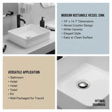 Rectangle Bathroom Basin 19" x 14.7" For Bathroom Hotel RV Ceramic Countertop Vanity Vessel Above Counter Modern Style