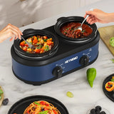 Double Slow Cooker, Buffet Servers and Warmers, Dual 2 Pot Slow Cooker Food Warmer