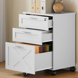 3-Drawer Rolling File Cabinet with Lock - Wooden Mobile Filing Cabinet for Home Office