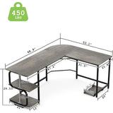 Reversible L Shaped Desk with Large Surface 69 Inch Sturdy Corner Desk with Storage Shelves