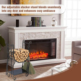 Metal Firewood Rack Set with 4 Fireplace Tools Fireside Wood Storage Organizer
