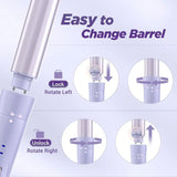 5 In 1 Wand Curling Iron-Curling Wand Set With Hair Straightener, 3 Barrels Hair Crimper Iron