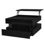 Lift-Top Coffee Table with 2 Drawers And Glass Top for Living Room