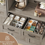 Modern Tall Kitchen Storage Cabinet with Microwave Stand and Buffet Sideboard