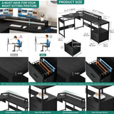 65 L-Shaped Desk with Illuminated Top, Adjustable Standing Desk