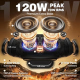Bluetooth Speaker, 120W Peak Outdoor Loud Portable Speakers Bluetooth Wireless Boombox, IPX6 Waterproof