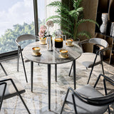 32" Sintered Stone Dining Table Round Reception Coffee Table for 2-4 Person