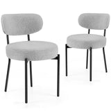 JHK Ergonomic Round Dining Chairs Set of 2 Plush Fabric Kitchen Chairs with Curved Backres